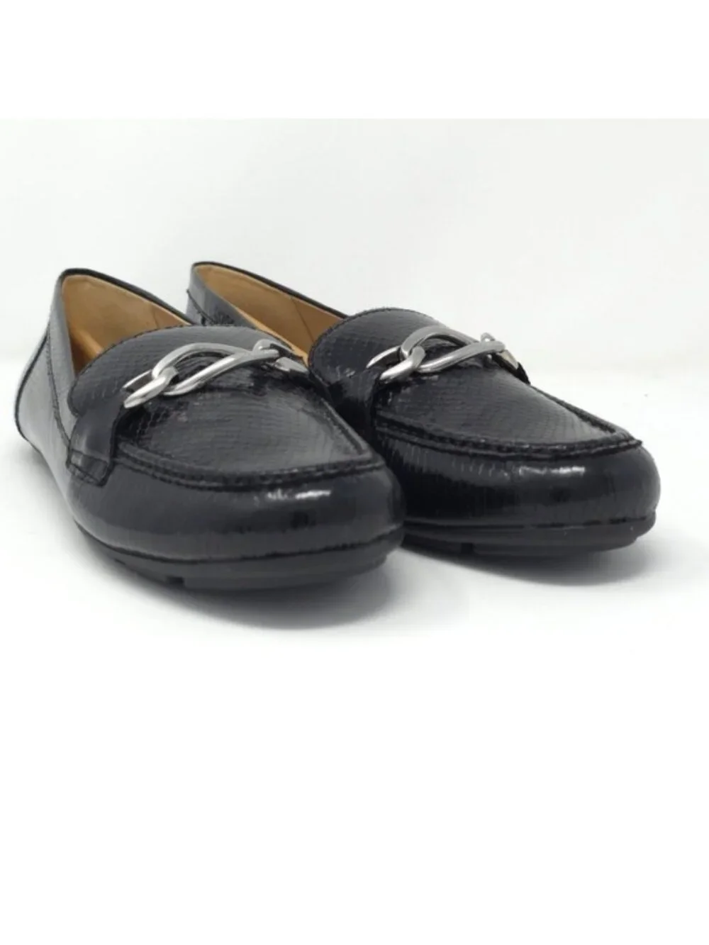 Calvin Klein Women's Lenika Loafer, Black Snake 002, 10M